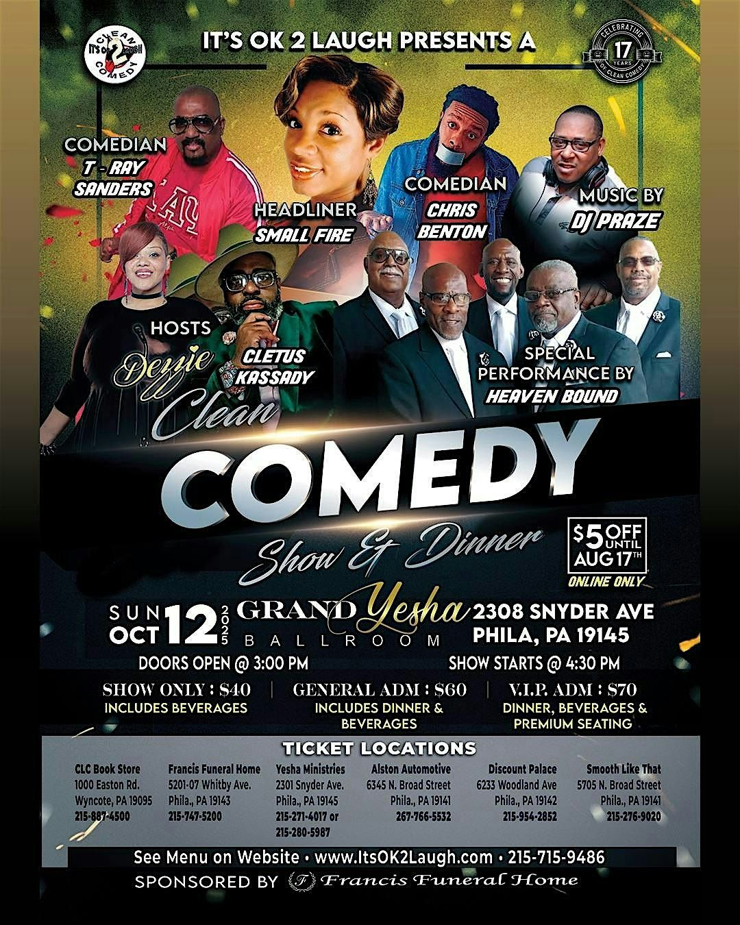 IT'S OK 2 LAUGH PRESENTS  A DINNER & CLEAN COMEDY SHOW, 12 October | Event in Philadelphia | AllEvents