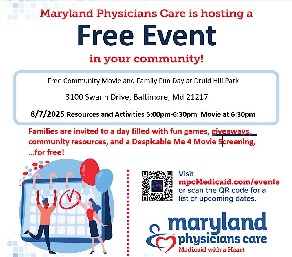 Maryland Physicians Care Free Movie and Family Fun Day at Druid Hill Park, 7 August | Event in Baltimore | AllEvents