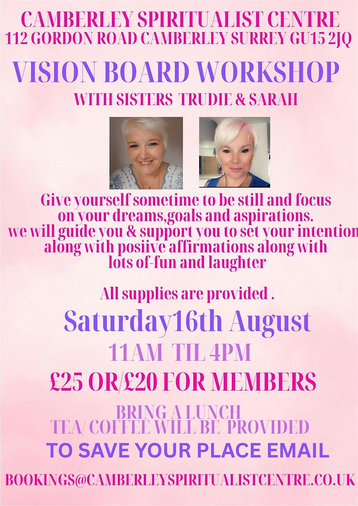 Vision Board Workshop with Trudie and Sarah, 16 August | Event in Camberley | AllEvents