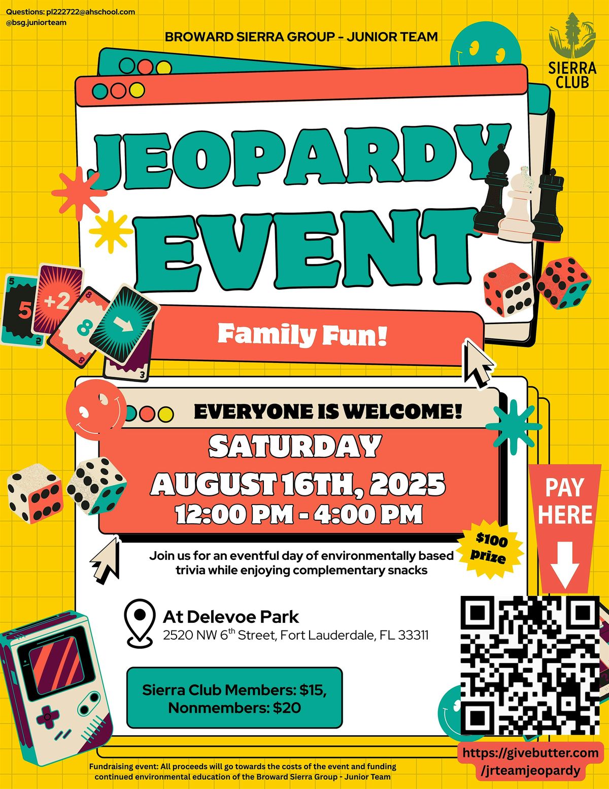Environmental JEOPARDY EVENT presented by Broward Sierra Group-Junior Team, 16 August | Event in Fort Lauderdale