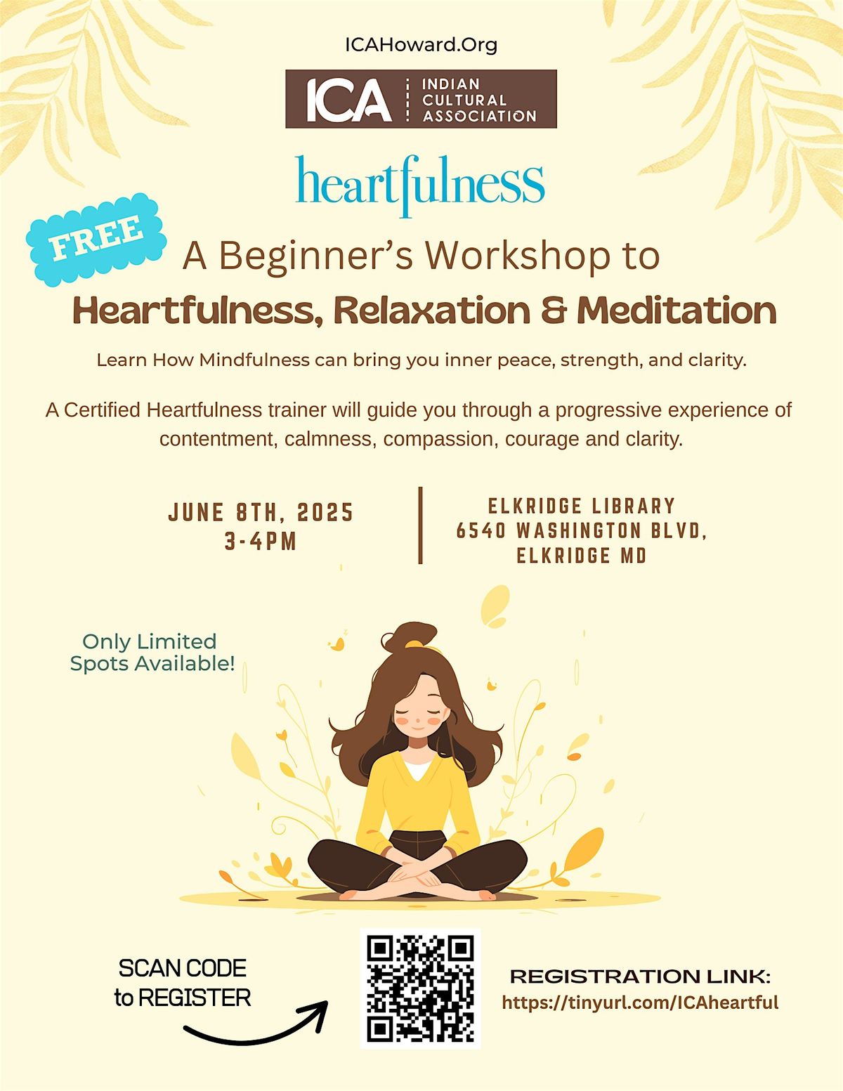 Learn Heartfulness Meditation from Certified Trainer (FREE EVENT), 8 June | Event in Elkridge | AllEvents