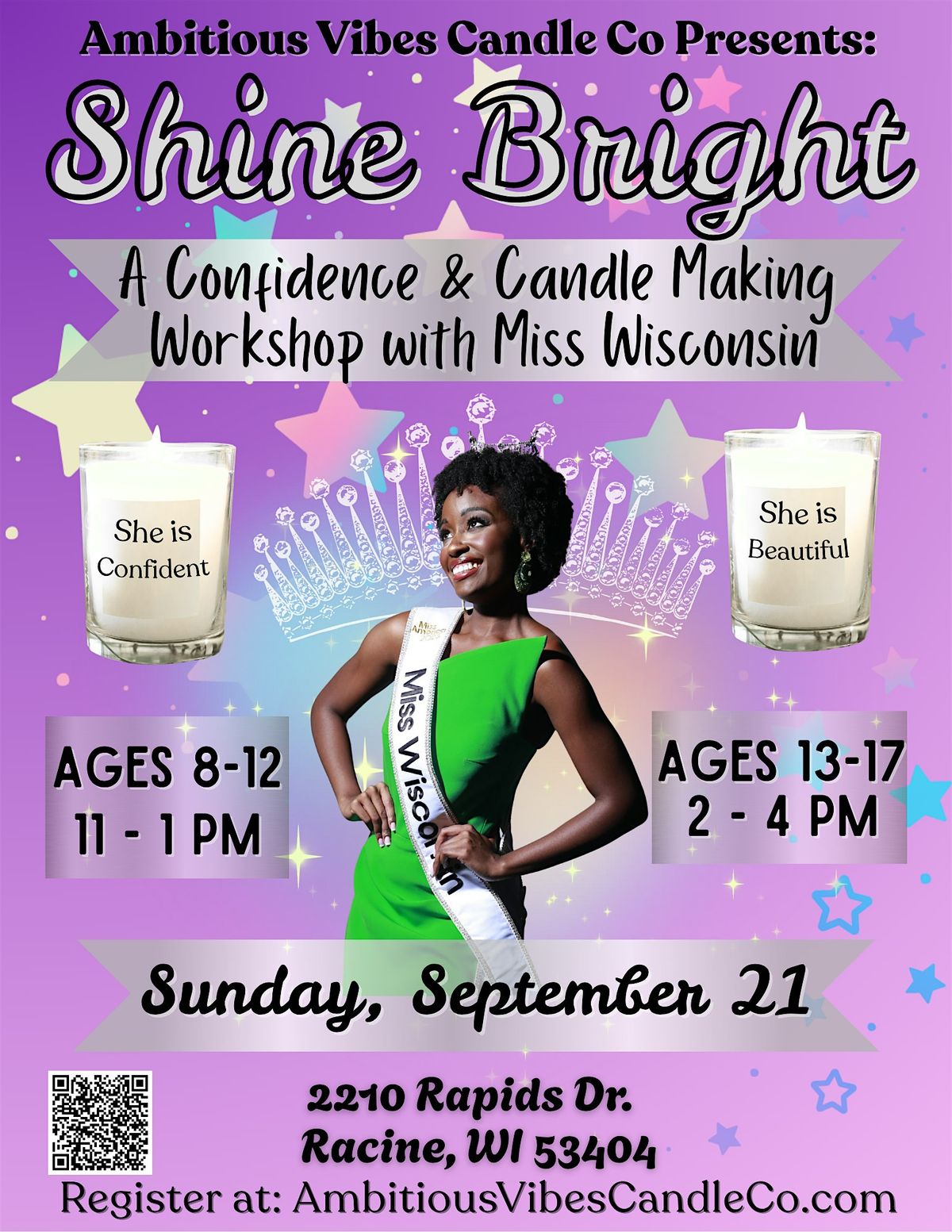 Shine Bright: A Confidence & Candle Making Workshop With Miss Wisconsin, 21 September | Event in Racine