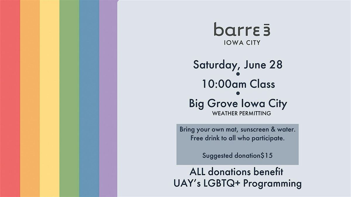 Stronger Together: A barre3 class supporting UAY at Big Grove IC, 28 June | Event in Iowa City | AllEvents