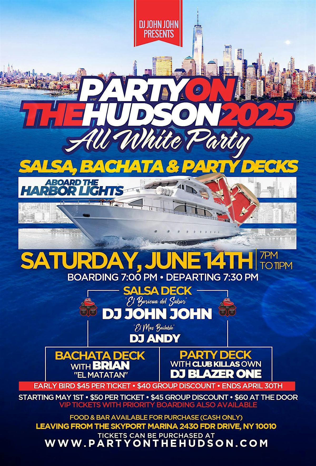 Party On The Hudson 2025 ALL WHITE THEME PARTY with 3 Decks of Music, 14 June | Event in New York | AllEvents
