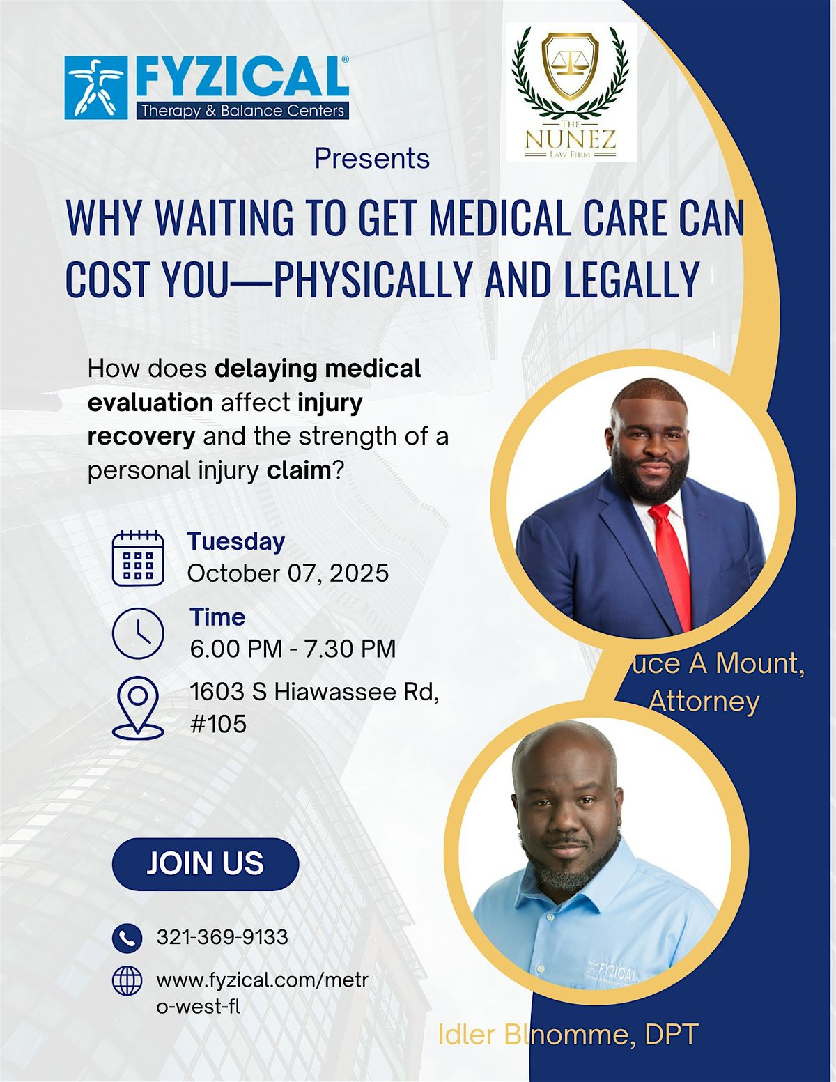 Why Waiting To Get Medical Care Can Cost Your -Physically & Legally | Event in Orlando | AllEvents