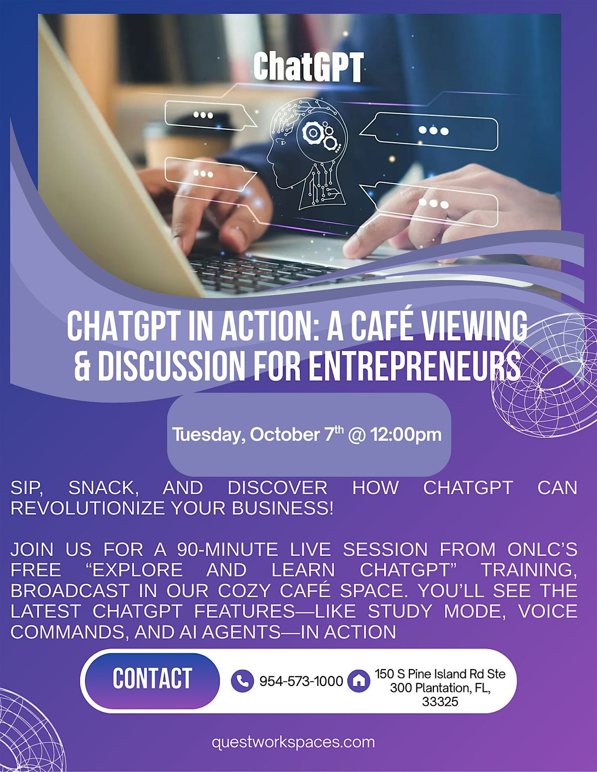 ChatGPT In Action: A Cafe Viewing & Discussion for Entrepreneurs, 7 October | Event in Plantation | AllEvents