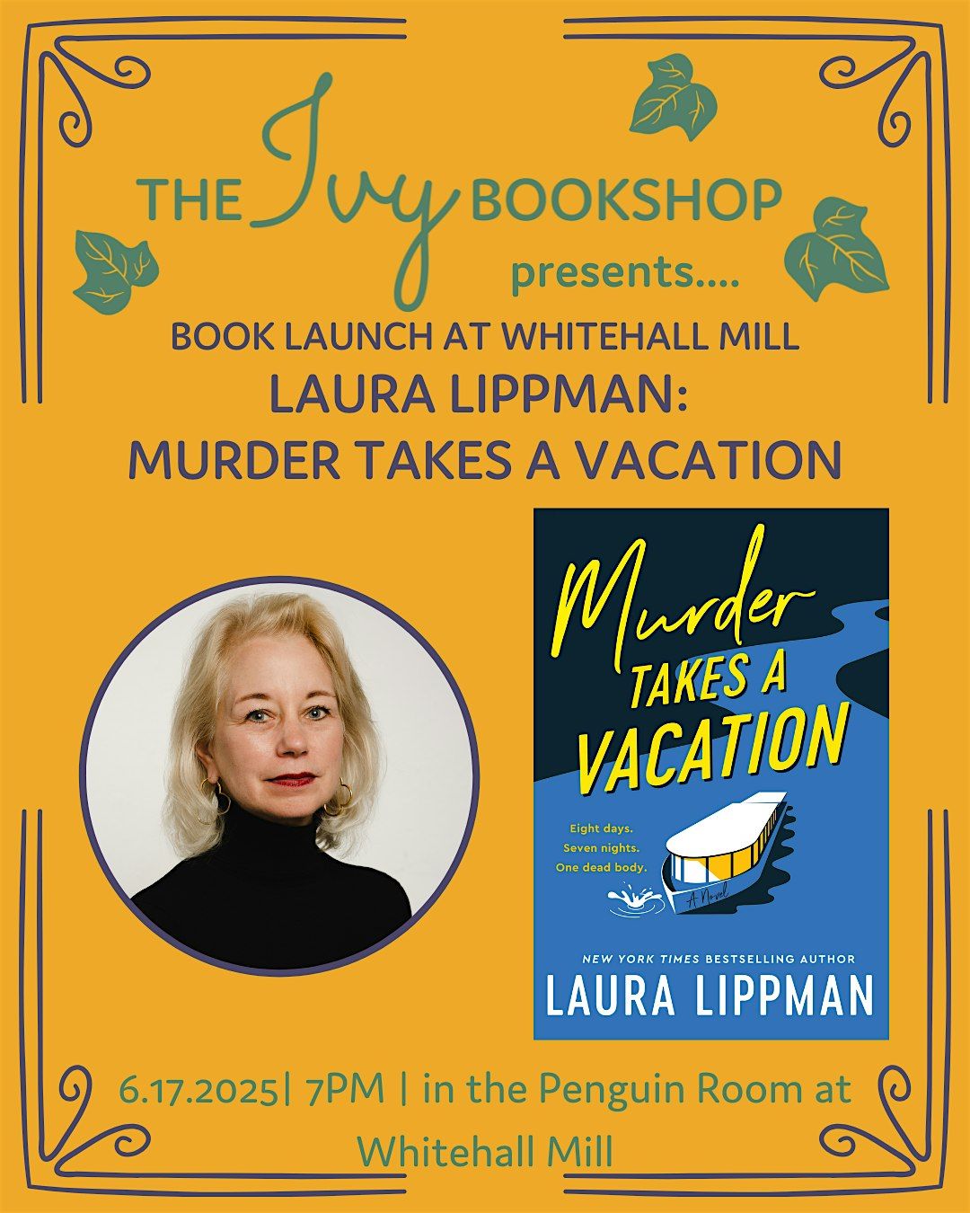 Book Launch at Whitehall for Laura Lippman: M**der TAKES A VACATION, 17 June | Event in Baltimore | AllEvents