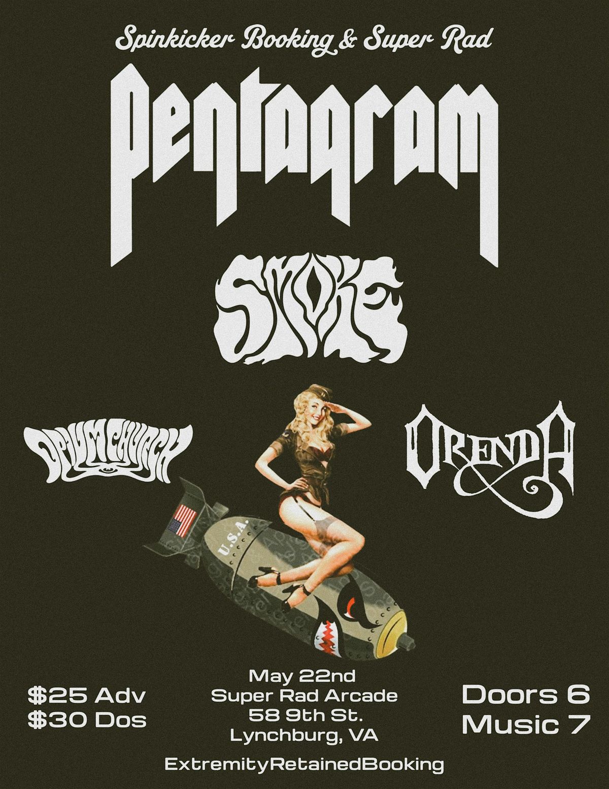 Pentagram, Smoke, Opium Church, Orenda, 22 May | Event in Lynchburg | AllEvents