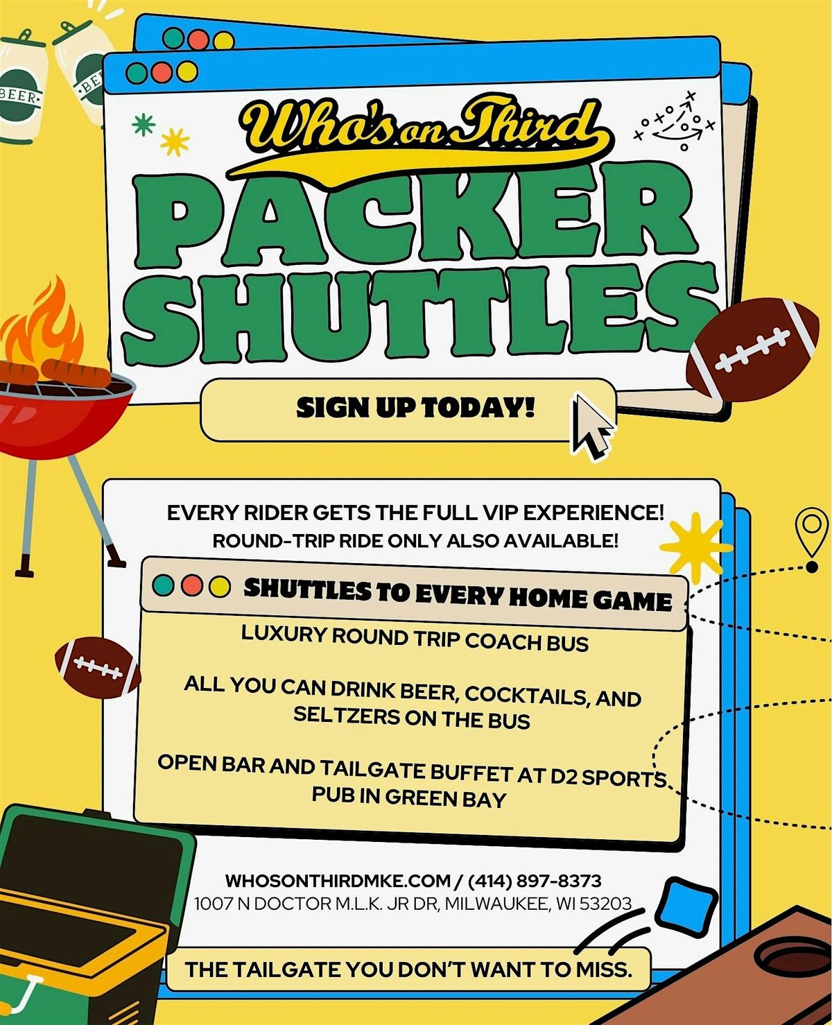Packers Vs Bangles VIP Tailgate Bus Who's on Third, 12 October | Event in Milwaukee | AllEvents