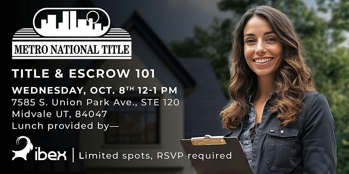 Title & Escrow 101 - Midvale, 8 October | Event in Midvale | AllEvents
