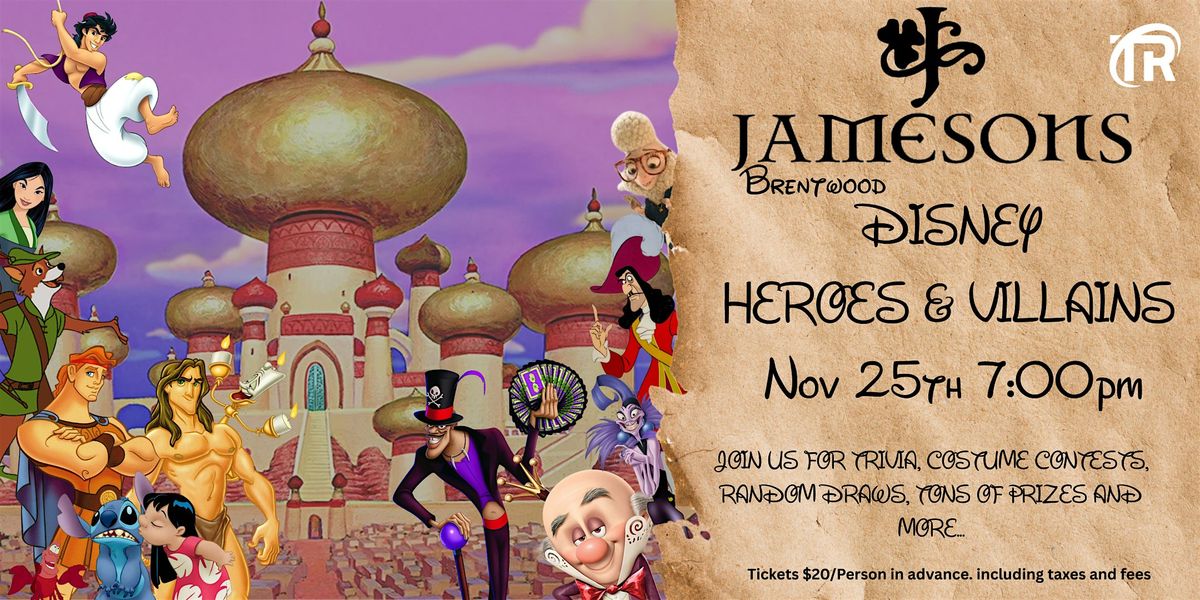 Calgary Disney Heroes and Villains Trivia at Jameson's Brentwood | Event in Calgary | AllEvents