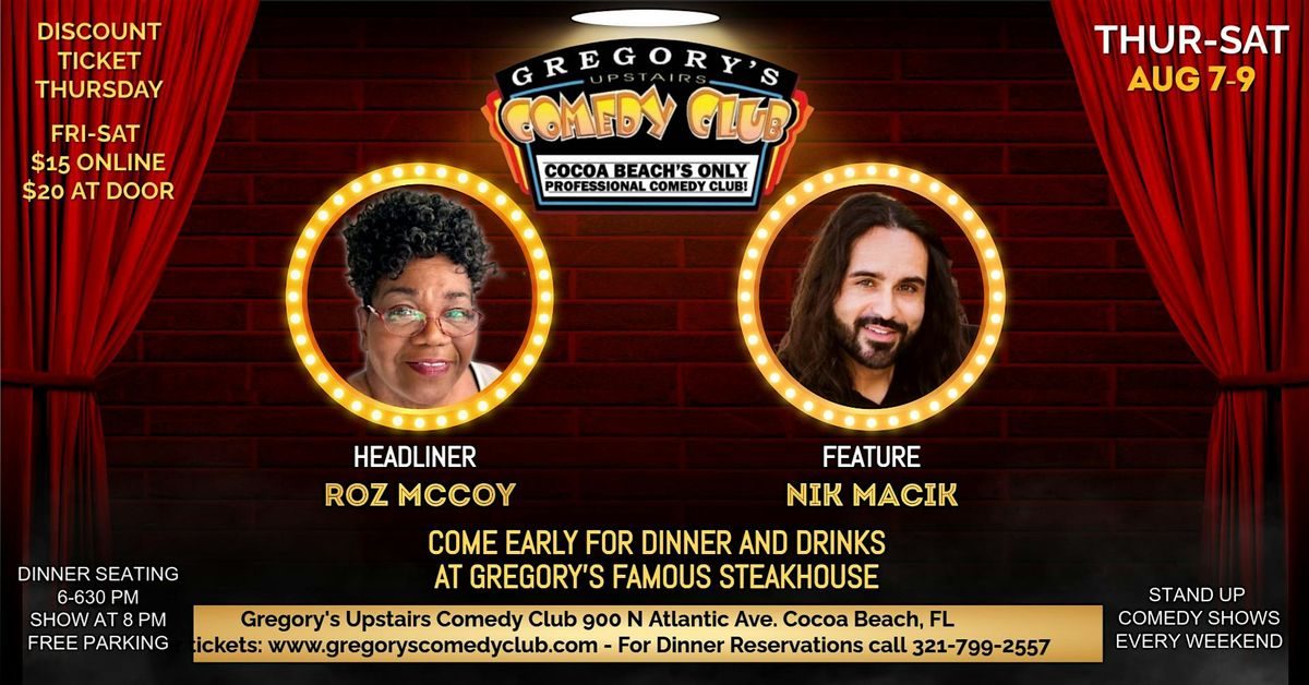 Thur Aug 7- Sat Aug 9  Gregory's Comedy Club, 7 August | Event in Cocoa Beach | AllEvents