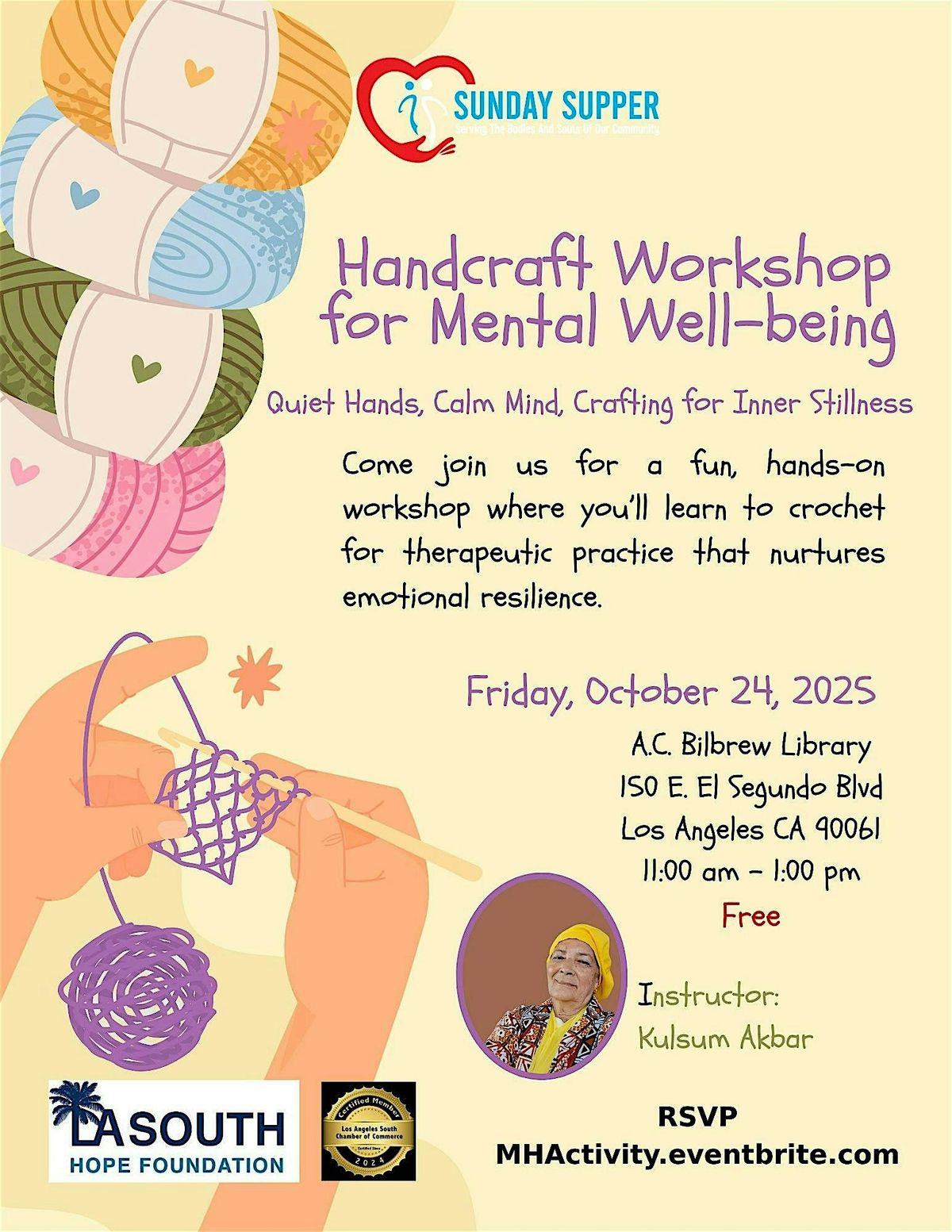 Handcraft Workshop for Mental Well-being, 24 October | Event in Los Angeles | AllEvents