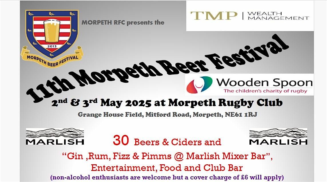 11th Morpeth Beer Festival - 2 Day Pass, Morpeth Rugby Football Club, 2 ...