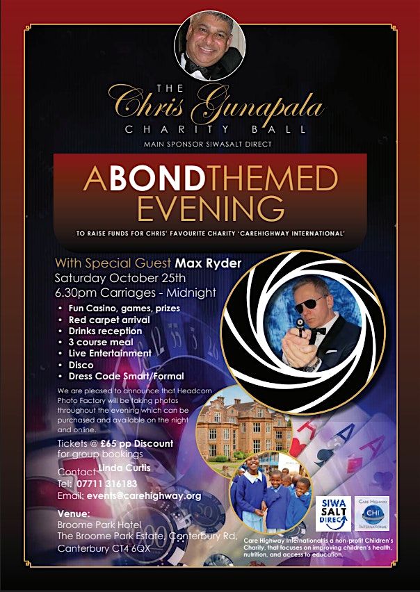 Bond Theme Charity Ball in memory of Chris Gunapala for Carehighway, 25 October | Event in Canterbury | AllEvents