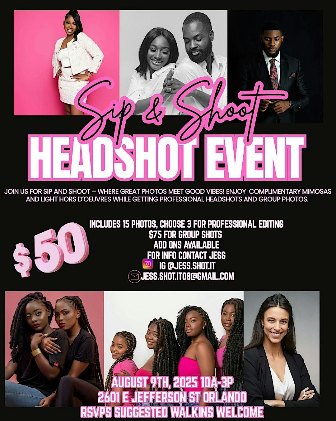 Sip and Shoot headshot and group photo shoot event, 9 August | Event in Orlando | AllEvents