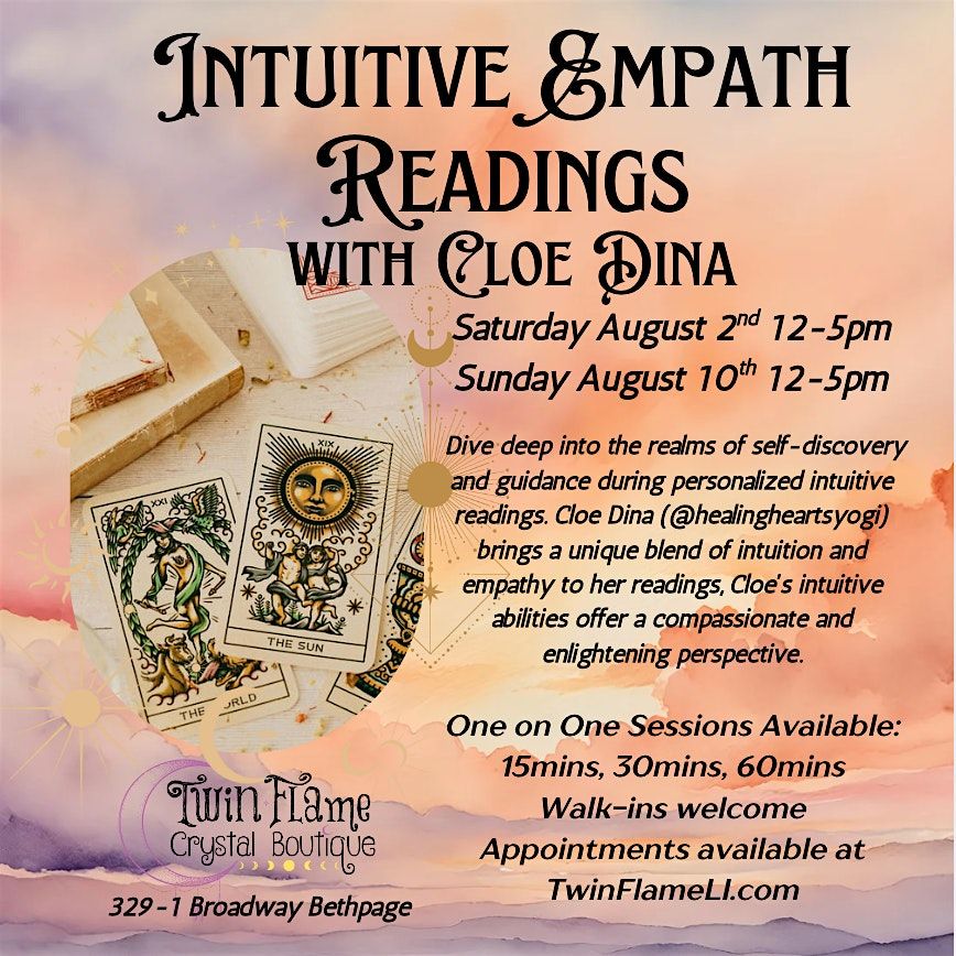 Intuitive Empath Readings with Cloe Dina, 2 August | Event in Bethpage | AllEvents