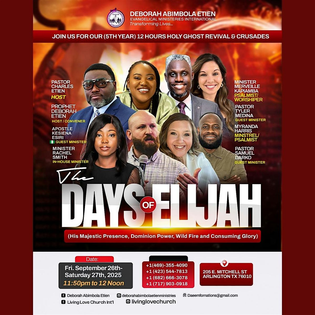 12 HOURS HOLY GHOST REVIVAL & CRUSADES  "THE DAYS OF ELIJAH", 26 September | Event in Arlington