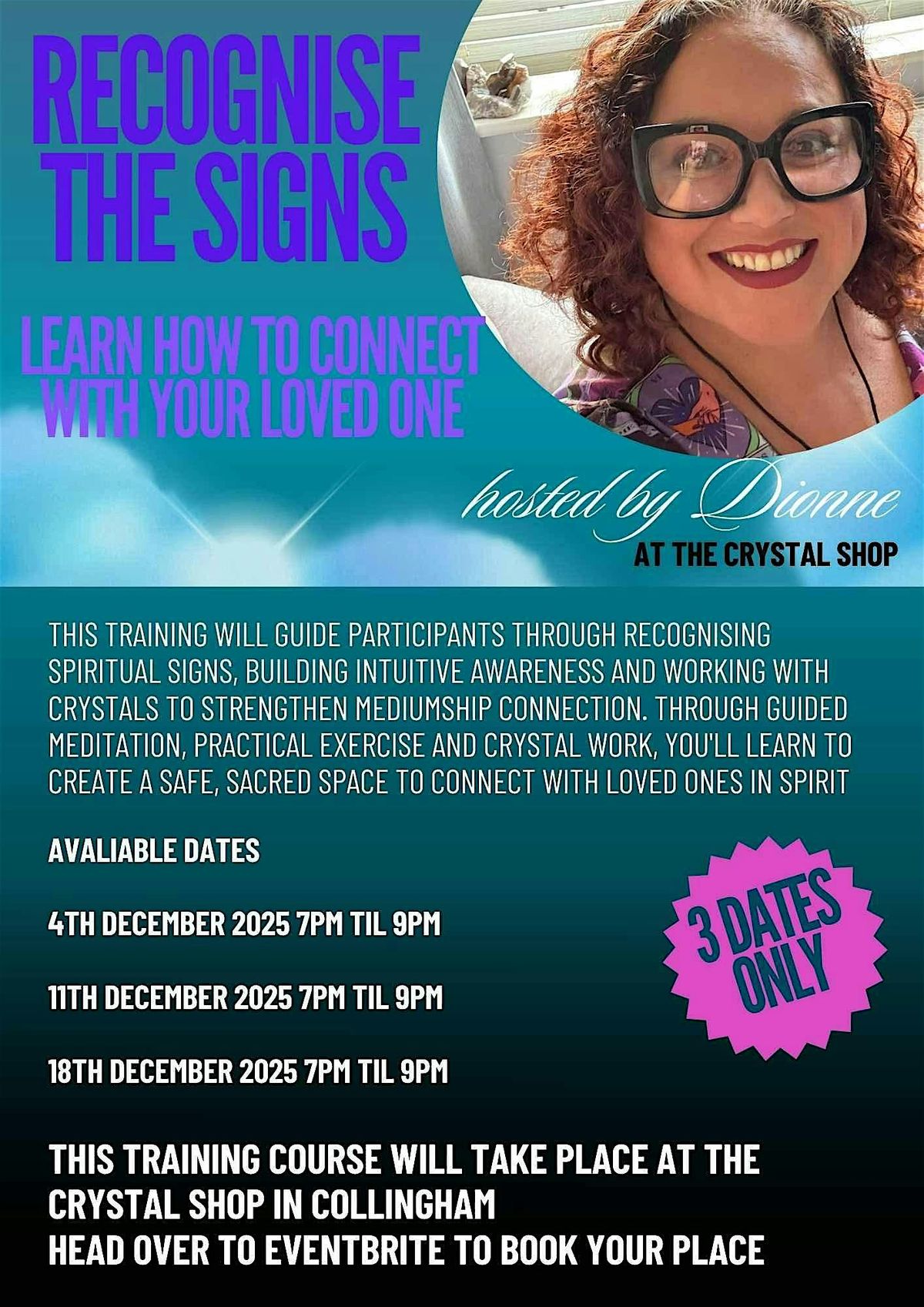 Recognise the Signs with Dionne 18th December 2025, 18 December | Event in Collingham | AllEvents