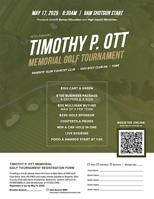 Timothy P. Ott Memorial Golf Tournament, Regents' Glen Country Club ...