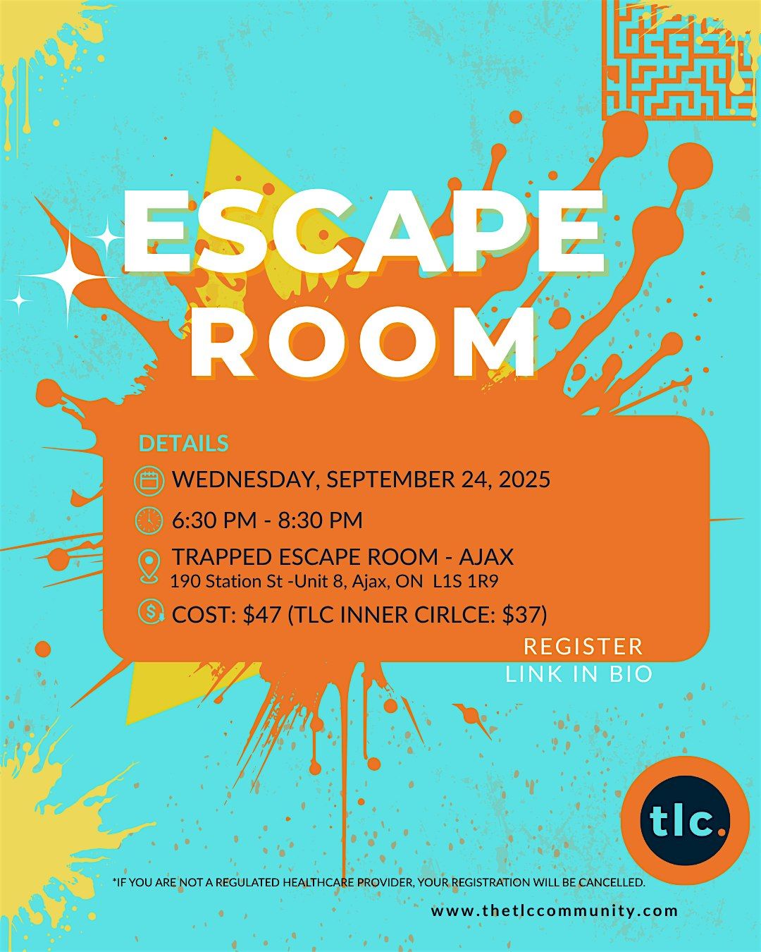TLC for Therapists & Healthcare Professionals: Escape Room, 24 September | Event in Ajax | AllEvents