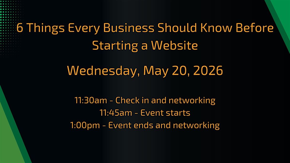 6 Things Every Business Should Know Before Starting a New Website, 20 May | Event in New Berlin | AllEvents