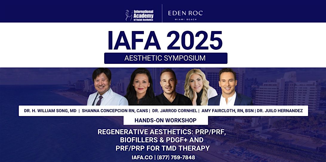 Regenerative Aesthetics: PRP/PRF, Biofillers, PDGF+ and PRF for TMD Therapy, 8 November | Event in Miami Beach