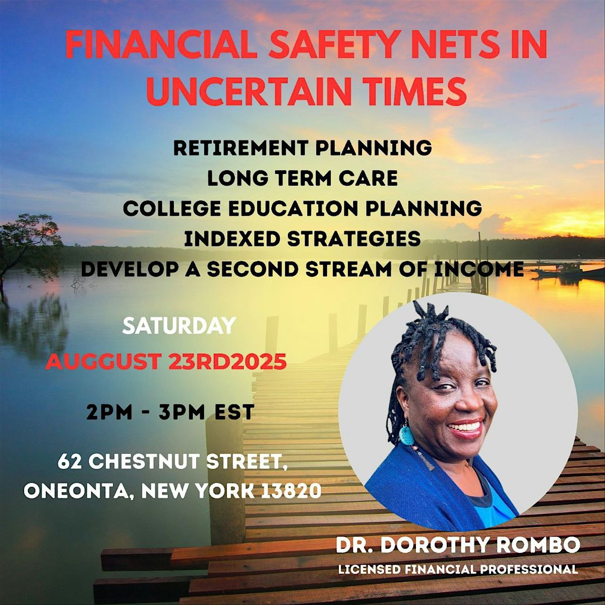 How to build a  financial safety net in uncertain times, 23 August | Event in Oneonta | AllEvents