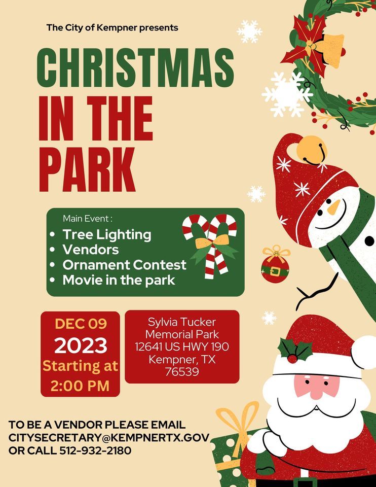 Christmas in the Park , Sylvia Tucker Memorial Park Kempner, Tx