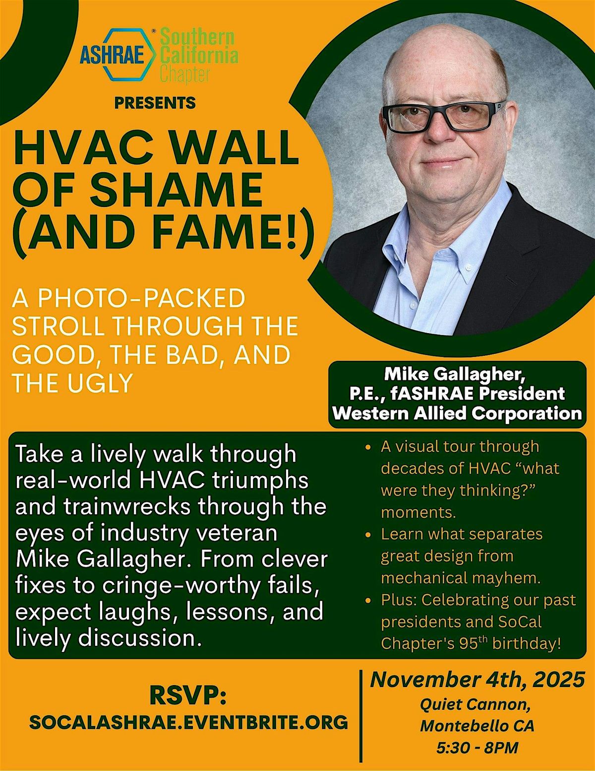 HVAC Hall of Experience: The Good, the Bad, and the Teachable, 4 November | Event in Montebello | AllEvents