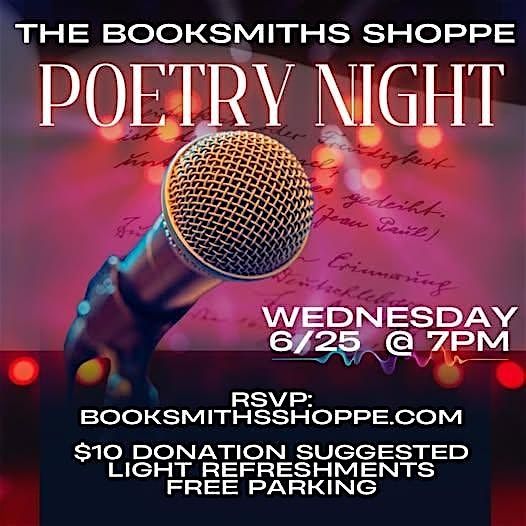 The BookSmiths Shoppe Poetry Night: Tuesday, 6/25 at 7PM, 25 June | Event in Danbury | AllEvents