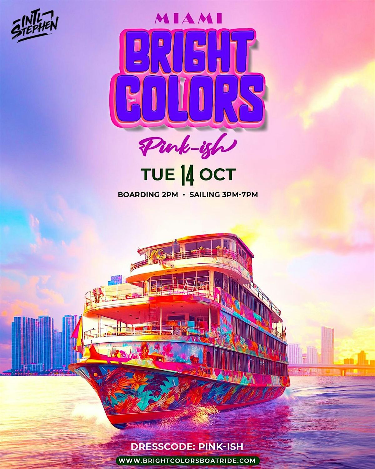 Bright Colors Boatride (Miami) "PINK-ISH", 14 October | Event in Miami | AllEvents