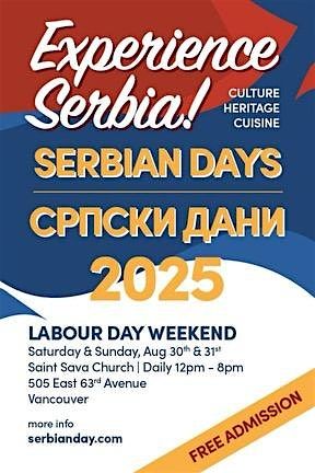Serbian Days Vancouver 2025, 30 August | Event in Vancouver | AllEvents