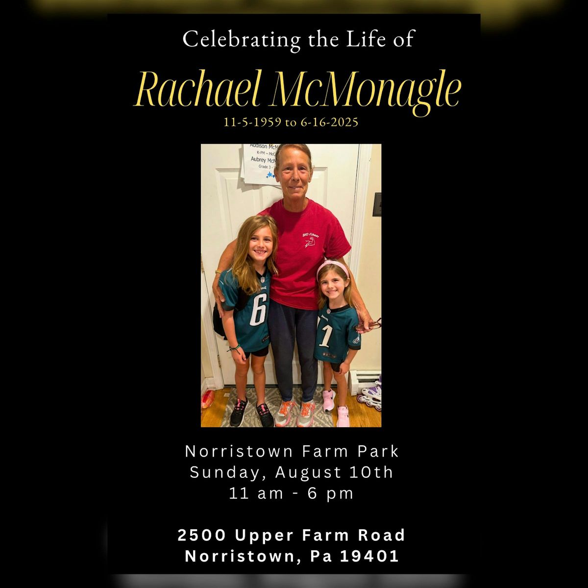 Celebration of Life: Rachael McMonagle, 10 August | Event in Norristown | AllEvents
