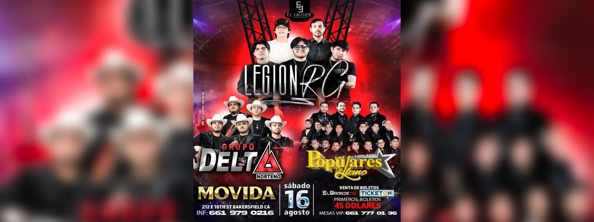 LEGION RG, GRUPO DELTA & MAS  in Bakersfield, 16 August | Event in Bakersfield | AllEvents
