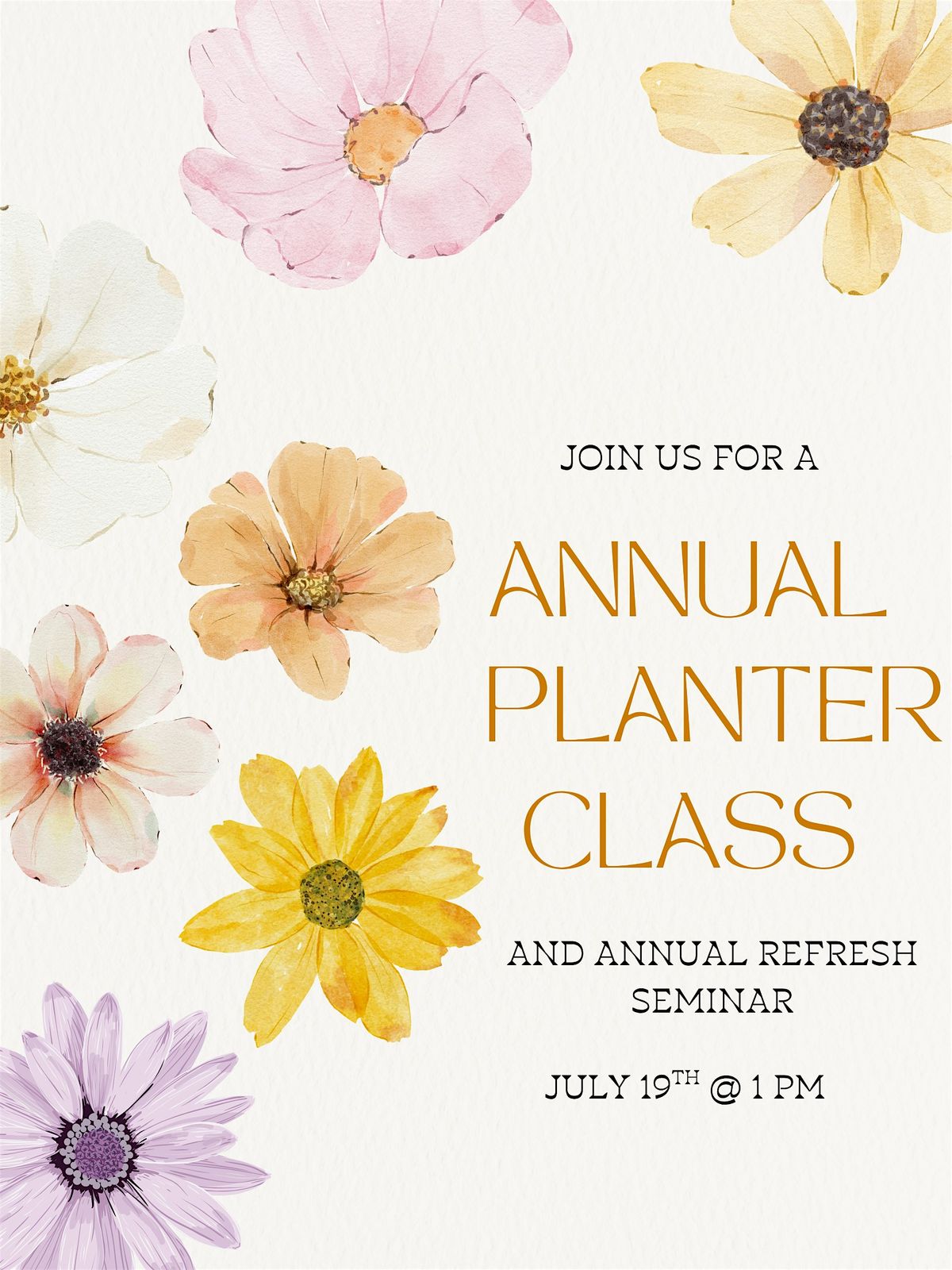 Annual Planter Class and Annual Refresh Seminar, 19 July | Event in Beckett Ridge | AllEvents