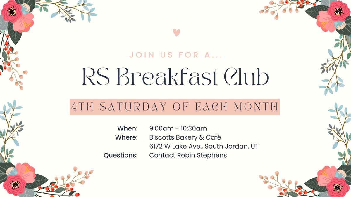 HP 1st Ward RS Activity: Breakfast Club, 25 October | Event in South Jordan | AllEvents