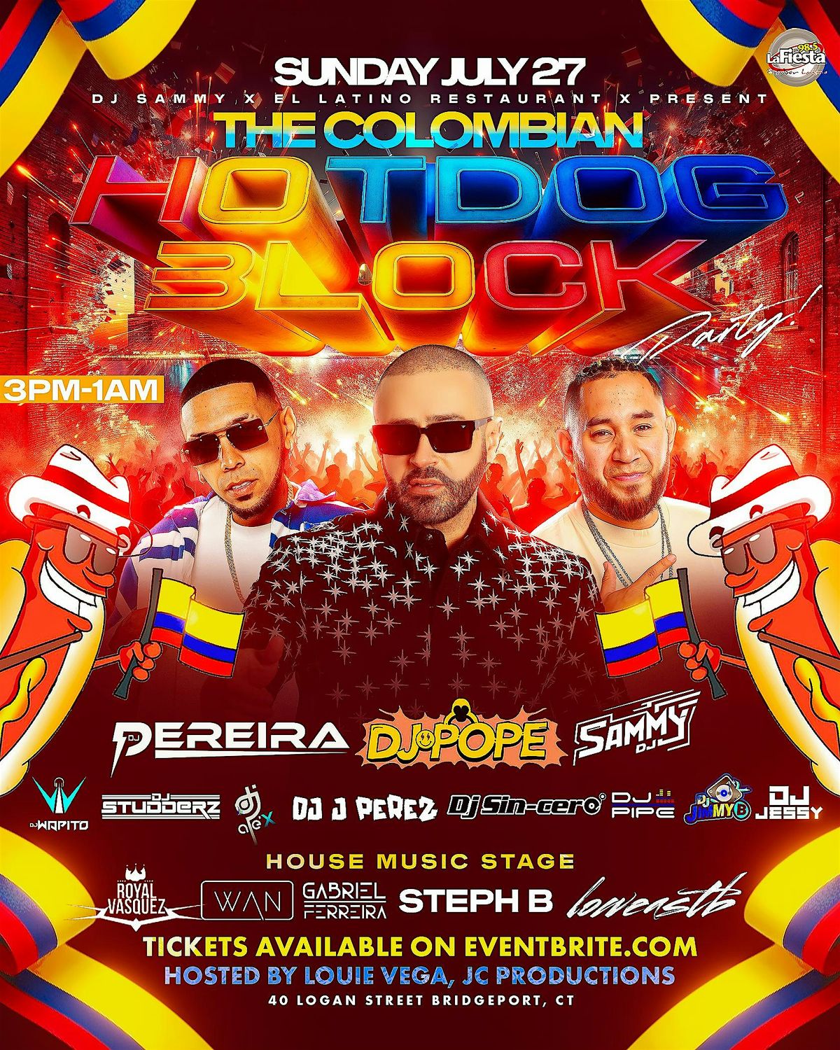 THE COLOMBIAN HOTDOG BLOCK PARTY, 27 July | Event in Bridgeport | AllEvents