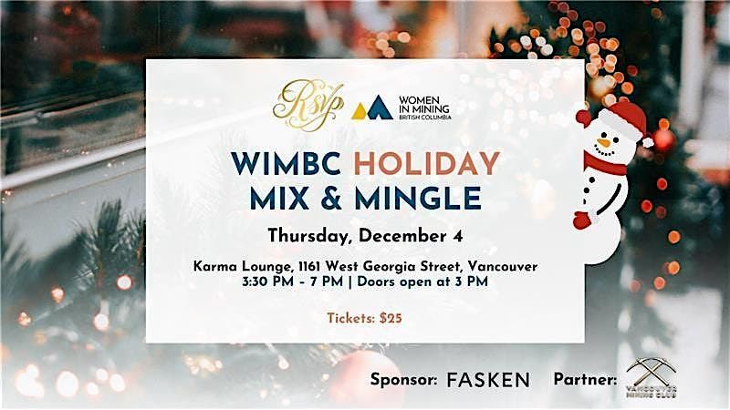 WIMBC Holiday Mix and Mingle, 4 December | Event in Vancouver | AllEvents