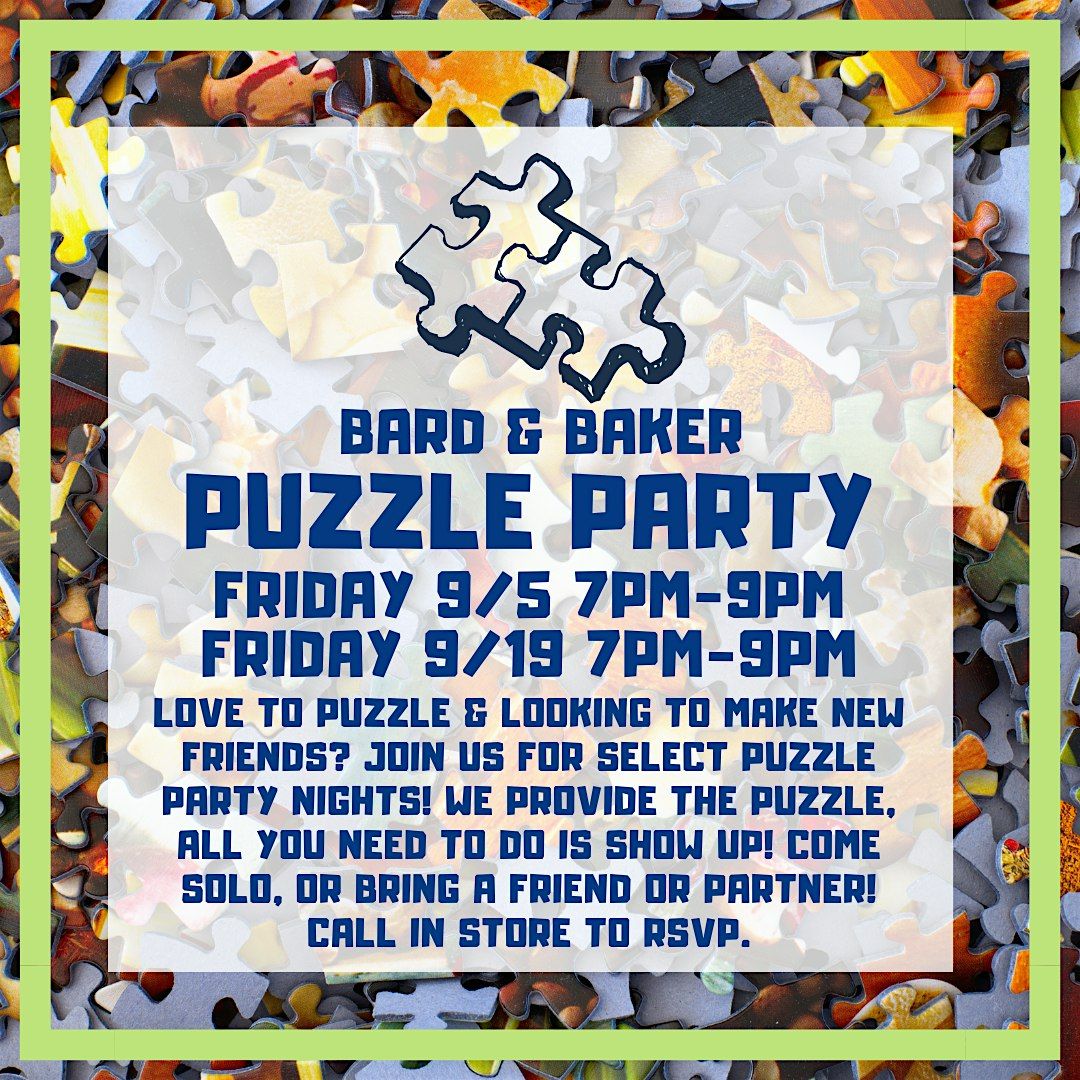 Puzzle Party: The Missing Will M**der Mystery Jigsaw Party at Bard & Baker, 19 September | Event in Troy