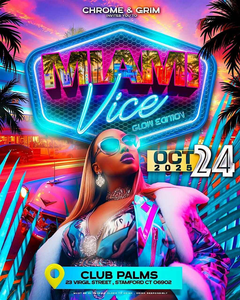 Miami Vice : Glow Edition, 24 October | Event in Stamford | AllEvents