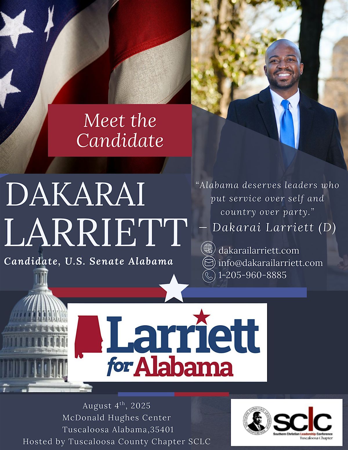 Meet the Candidate - Dakarai Larriett (D) U.S Senate Alabama, 4 August | Event in Tuscaloosa | AllEvents