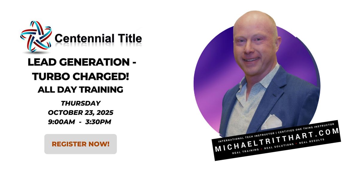 Lead Generation - Turbo Charged I Centennial Title | Abilene, TX, 23 October | Event in Abilene | AllEvents