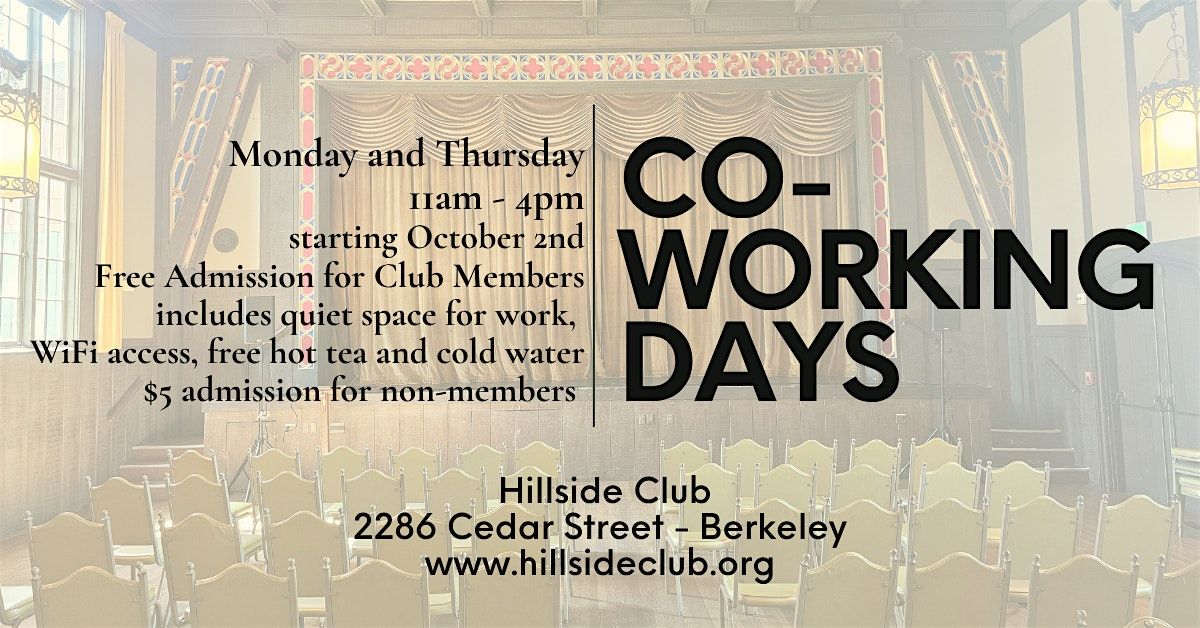Co-Working Day at the Hillside Club | Event in Berkeley | AllEvents
