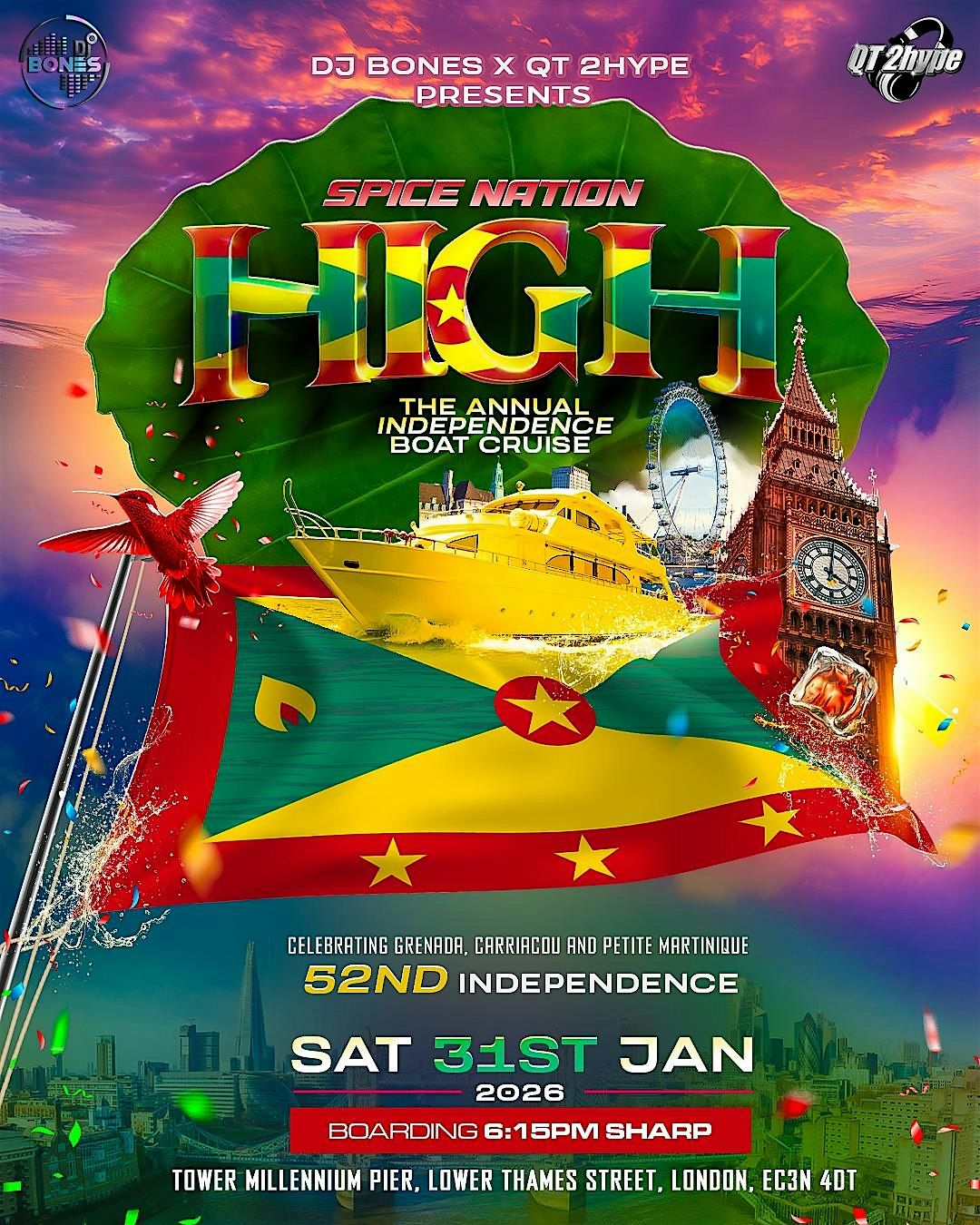 Spice Nation - HIGH Independence Boat Cruise, 31 January | Event in London | AllEvents