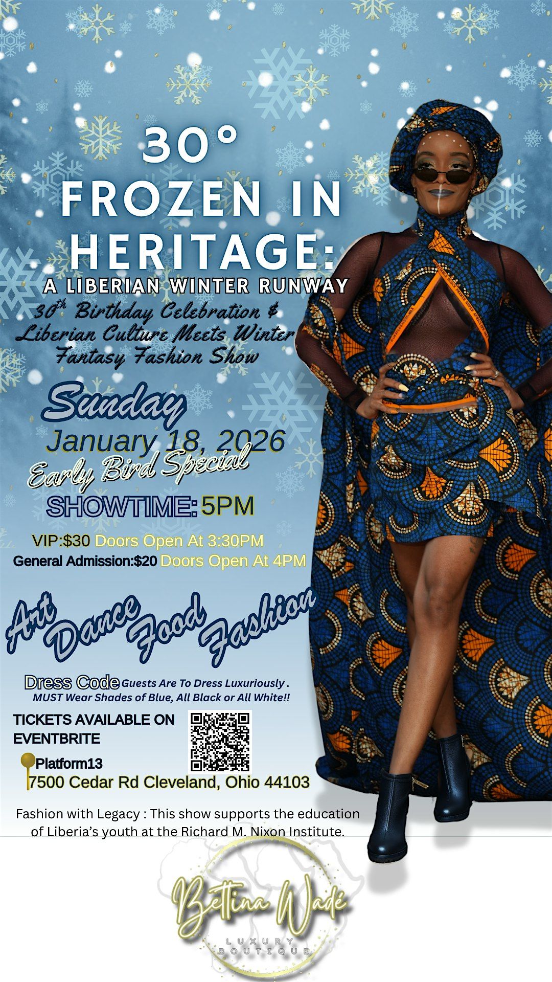 30° FROZEN IN HERITAGE-A LIBERIAN WINTER RUNWAY, 18 January | Event in Cleveland | AllEvents