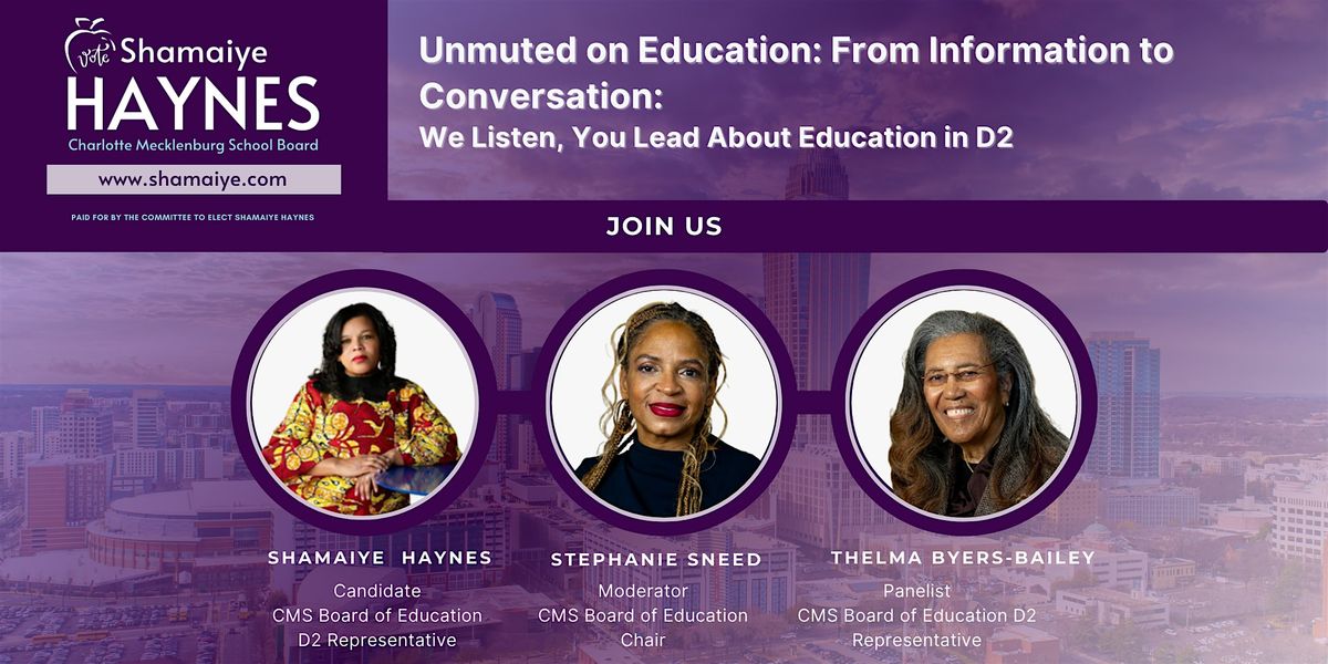 Unmuted on Education: From Information to Conversation: We Listen You Lead, 8 September | Event in Charlotte