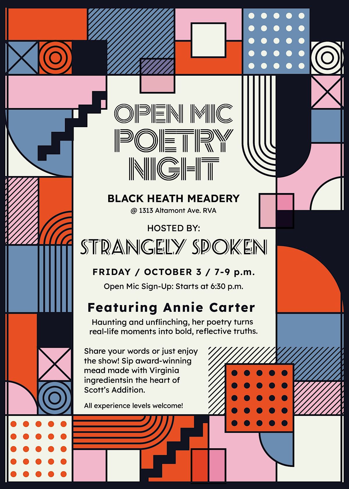 Strangely Spoken: A Night of Open Mic Poetry Featuring Annie Carter, 3 October | Event in Richmond | AllEvents