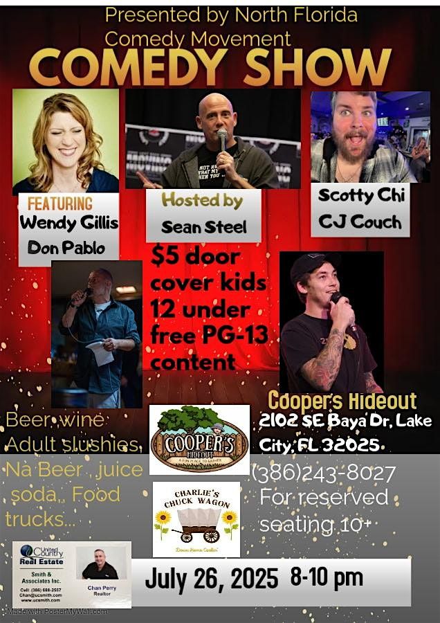 Comedy show Presented by NF Comedy Movement at Coopers Hideout, 26 July | Event in Lake City | AllEvents