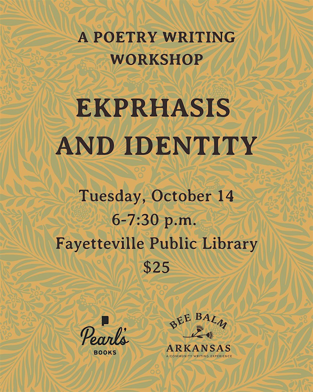 A Poetry Workshop with Austin Segrest: Ekphrasis and Identity, 14 October | Event in Fayetteville | AllEvents